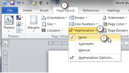 Turning off hyphenation in Word